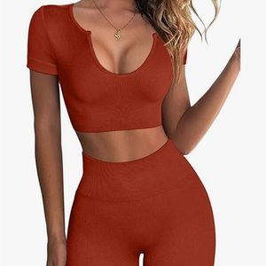WORN ONCE - Women’s Workout Set Rust Orange